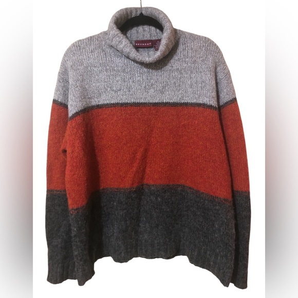 Women’s Nevada Colorblock Turtleneck Sweater - Gray and Rust - Picture 1 of 2